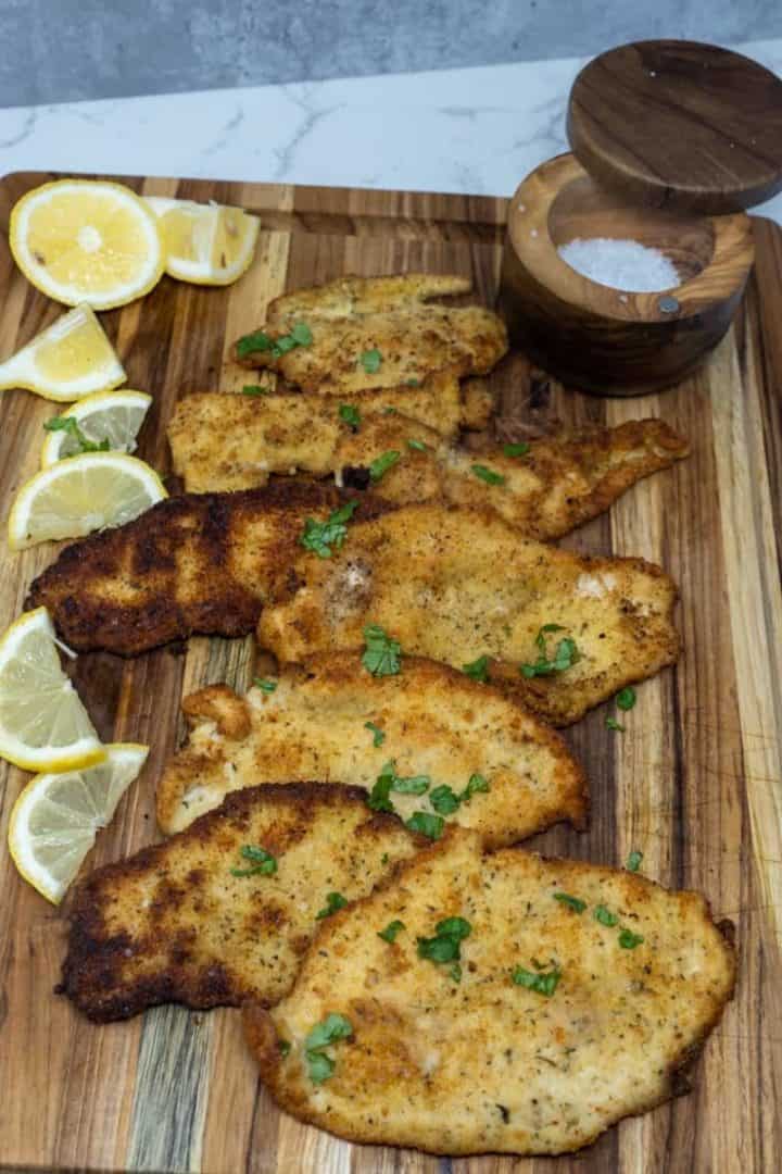 This Italian Chicken Cutlets Recipe is made with chicken, bread crumbs, parsley, parmesan, fennel seeds, and garlic powder.