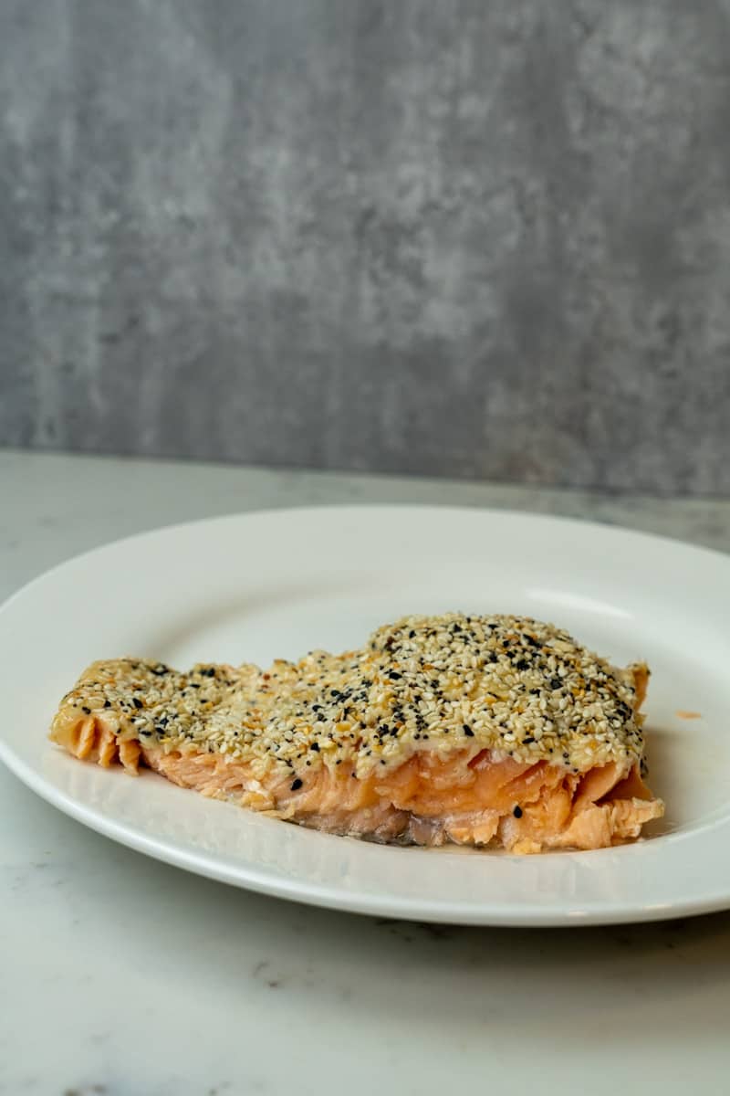This Everything Bagel Salmon Recipe is made with salmon, mayonnaise, everything but the bagel seasoning and baked to perfection.