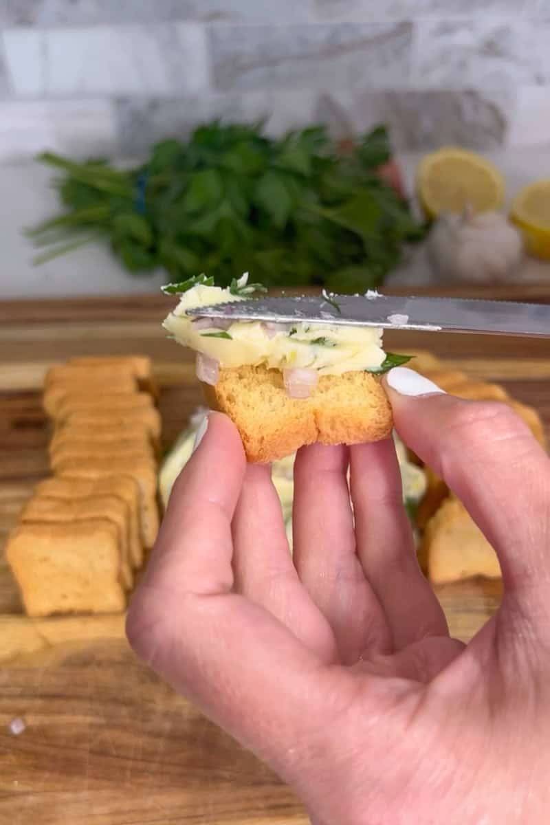 French garlic and herb compound butter with parsley and shallots