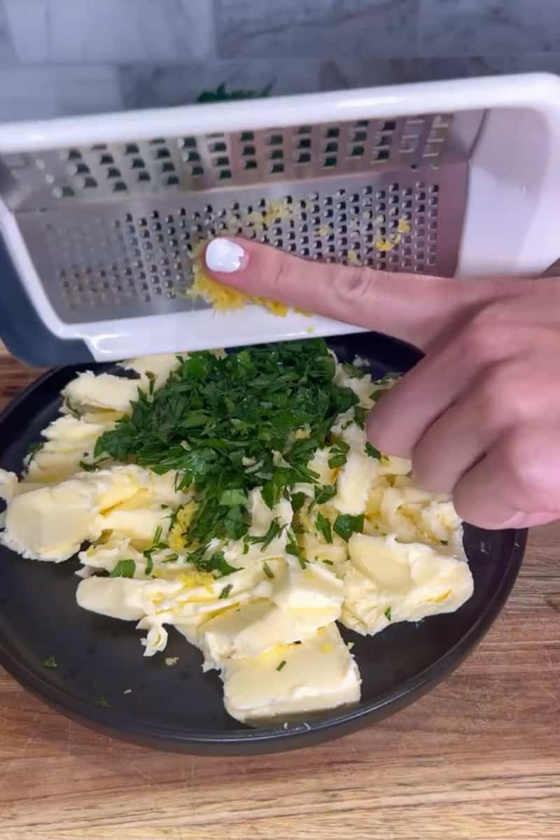 French garlic and herb compound butter with parsley and shallots