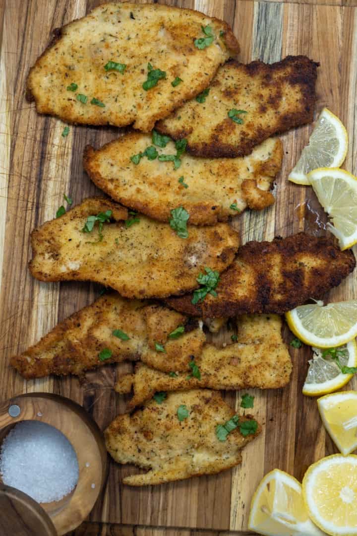This Italian Chicken Cutlets Recipe is made with chicken, bread crumbs, parsley, parmesan, fennel seeds, and garlic powder.