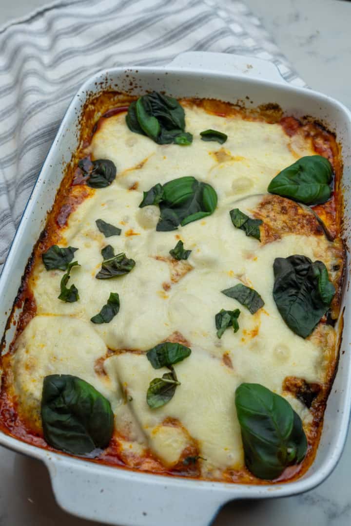 This Eggplant Parmesan Keto dish is made with eggplants, parmesan cheese, mozzarella and baked to perfection. 