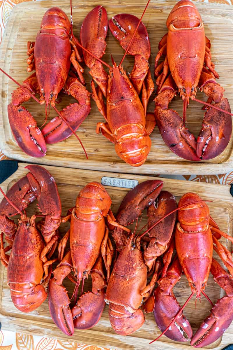 Microwave a stick of butter for a minute and serve the lobster with butter. You can serve with lemon wedges as well. 