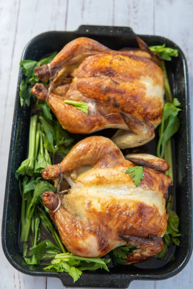 This Buttermilk Roasted Chicken uses only three ingredients which are a whole chicken, salt and buttermilk and is roasted into perfection!