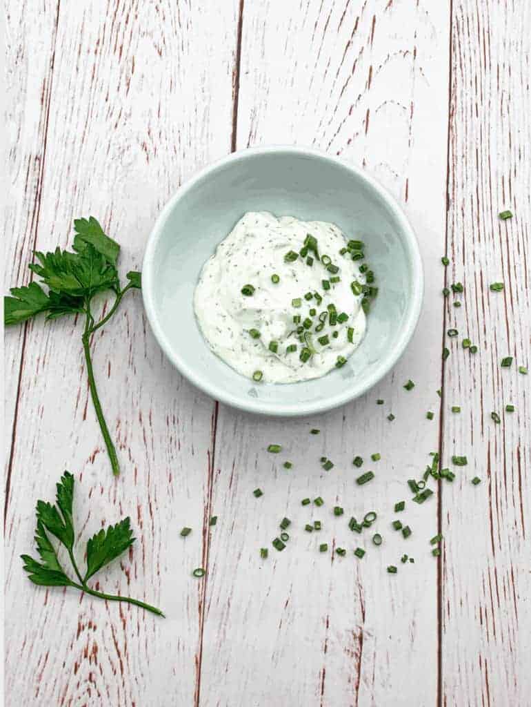 This Homemade Buttermilk Ranch has buttermilk, sour cream, mayo, dill, parsley and chives and stirred into perfection!