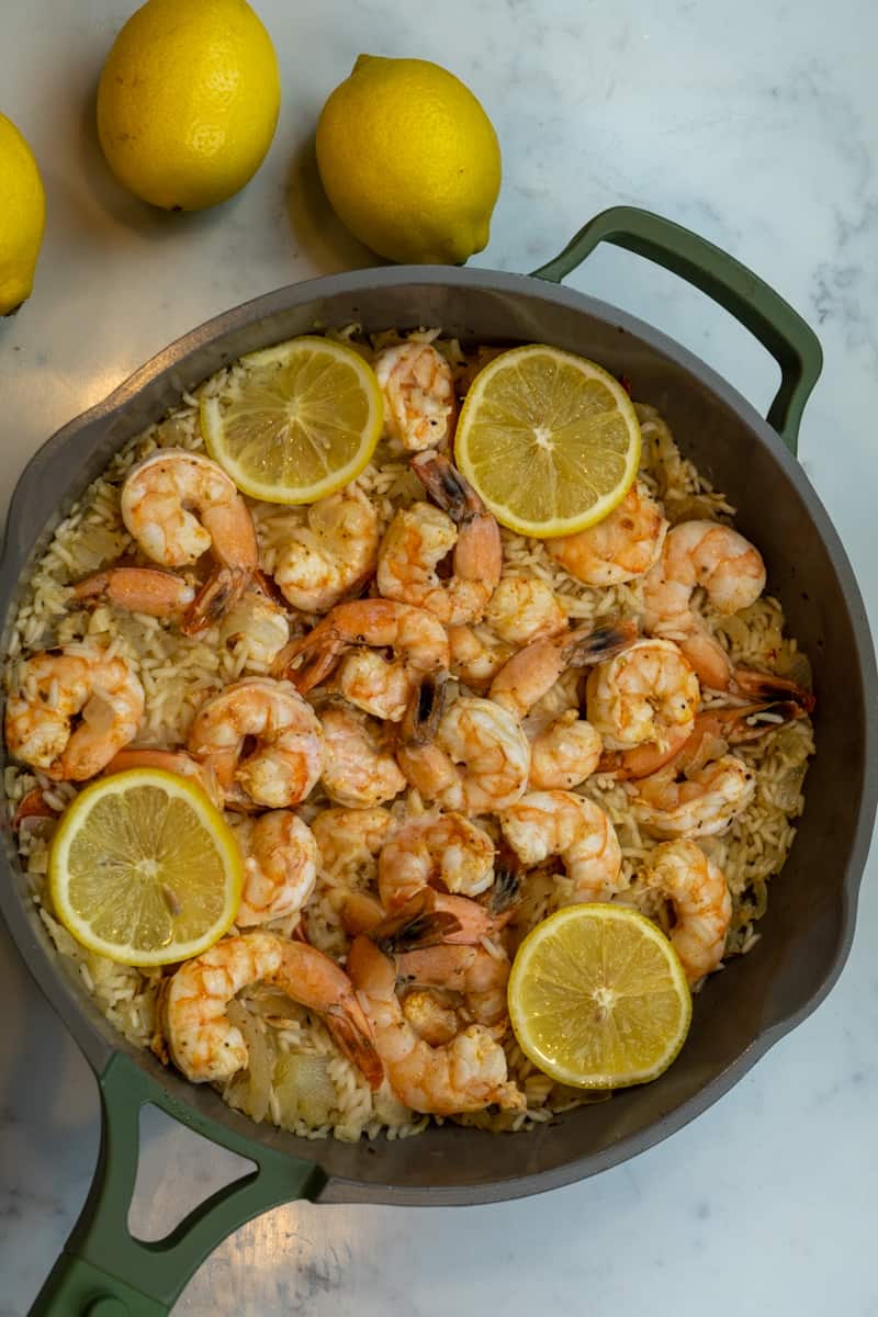 This Cajun Shrimp and Rice Recipe is such a great comforting seafood dish that is made with white wine, rice and shrimp.