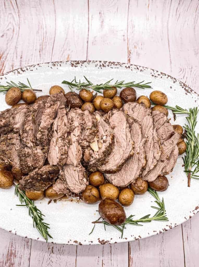 This Roasted Leg of Lamb with Red Wine and Rosemary is made with lamb, garlic, olive This Lamb Sirloin Roast is made with lamb, garlic, olive oil, fresh rosemary, lemon juice, red wine and roasted to perfection. oil, fresh rosemary, lemon juice and red wine.