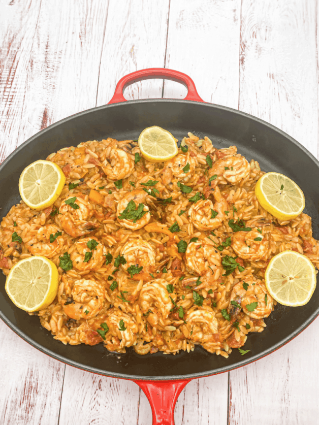 This Cajun Shrimp Rice is such a great comforting seafood dish that is made with white wine, orzo and shrimp.