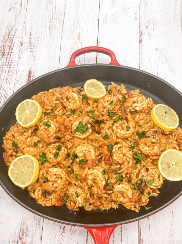 This Cajun Shrimp Orzo is such a great comforting seafood dish that is made with white wine, orzo and shrimp.