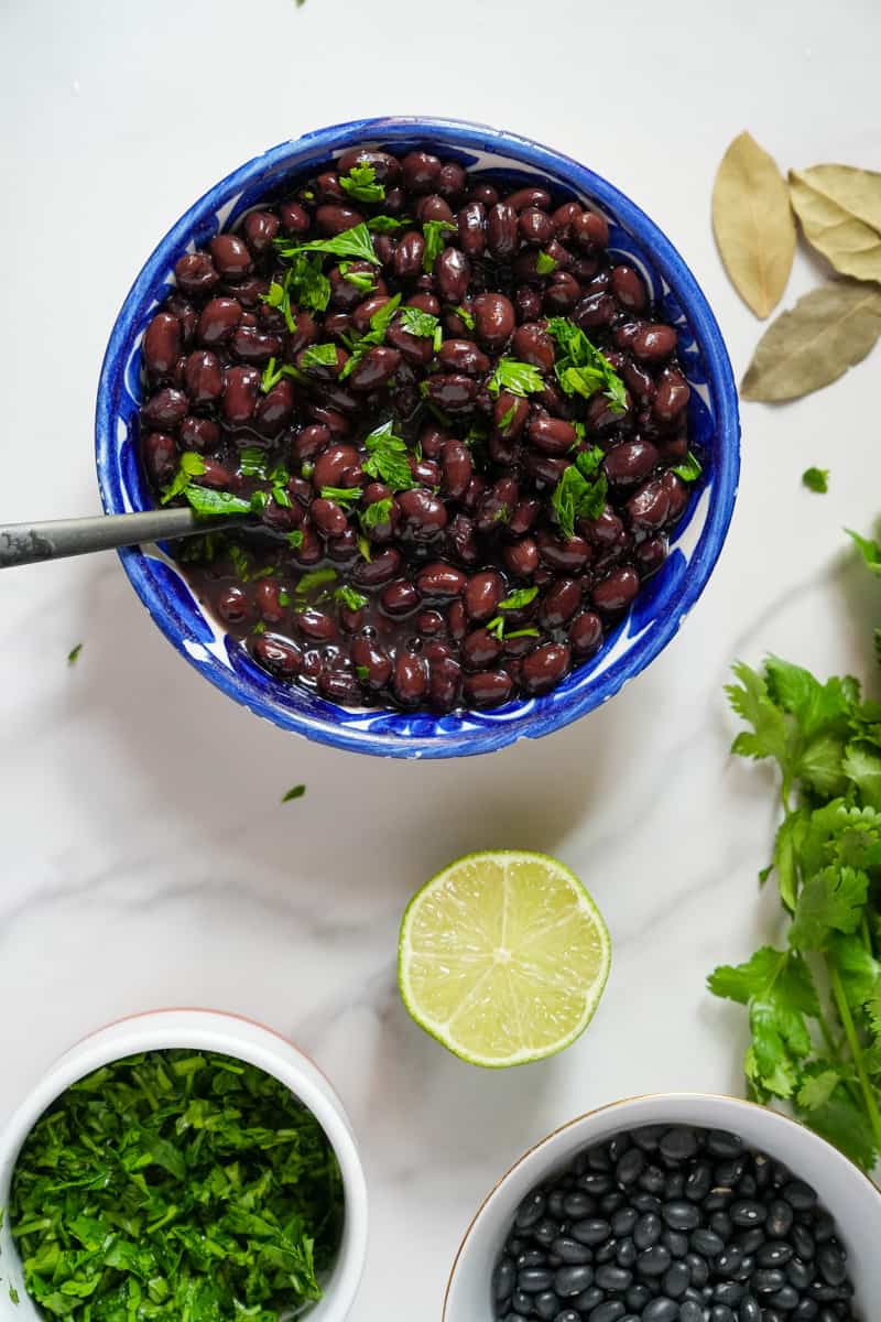 This Instant Pot Black Beans Recipe is made with dried black beans, lime, cilantro, broth and pressure cooked in an Instant Pot.