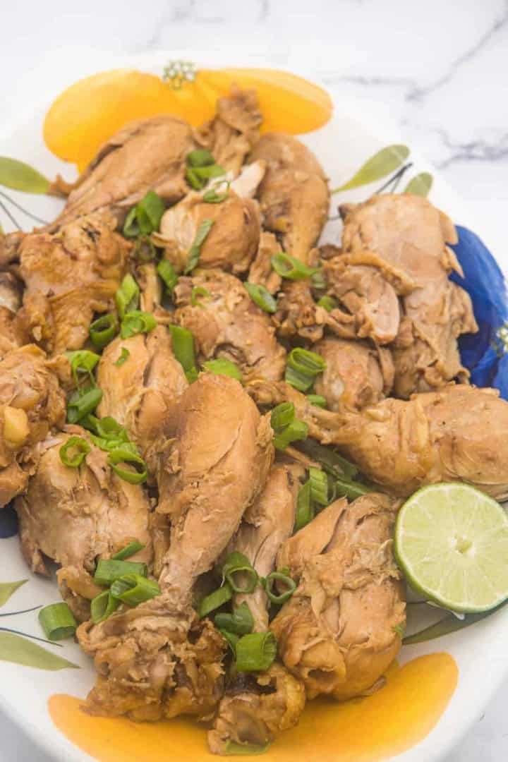This Low Carb Filipino Chicken Adobo is made with chicken drumsticks, soy sauce, vinegar, garlic, bay leaves and simmered into perfection. 