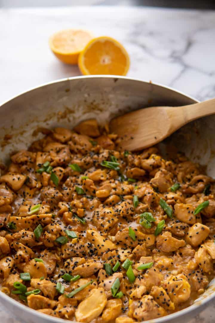 This Orange Chicken Recipe is made with boneless chicken thighs, oranges, rice vinegar, soy sauce, ginger, and garlic. 