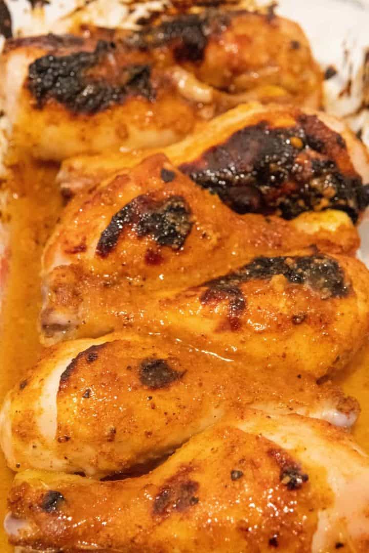 These Baked Honey Mustard Drumsticks are made with chicken drumsticks, honey, mustard, garlic powder, onion powder, and smoked paprika.