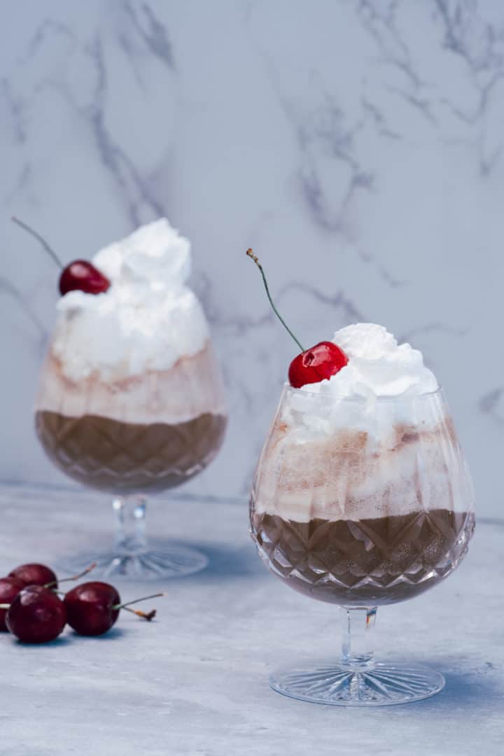 Top with whipped cream and a cherry.