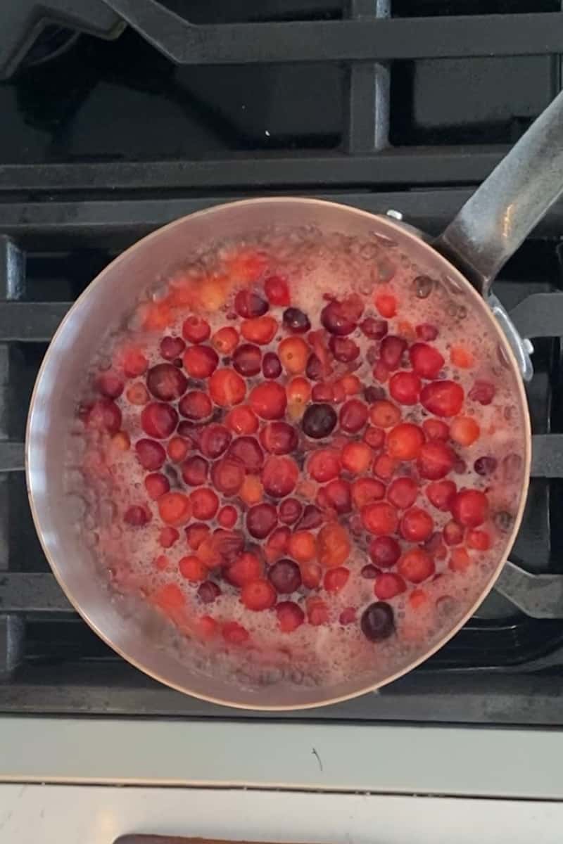 Reduce heat to low and simmer for 10 minutes, until the cranberry sauce has a jelly-like consistency.