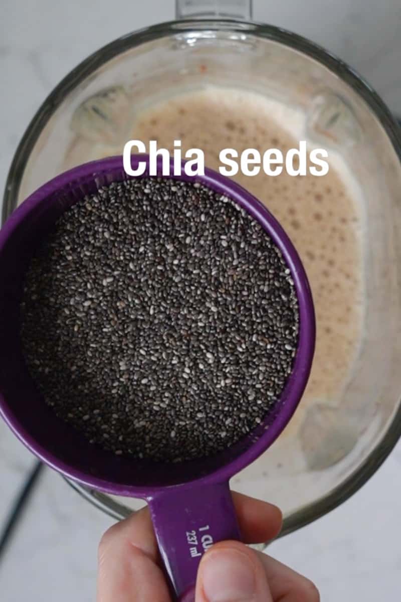 Pour banana mixture in Tupperware and put the chia seeds in and stir. Let sit for 5 minutes then stir again. Cover and refrigerate for 8-10 hours.