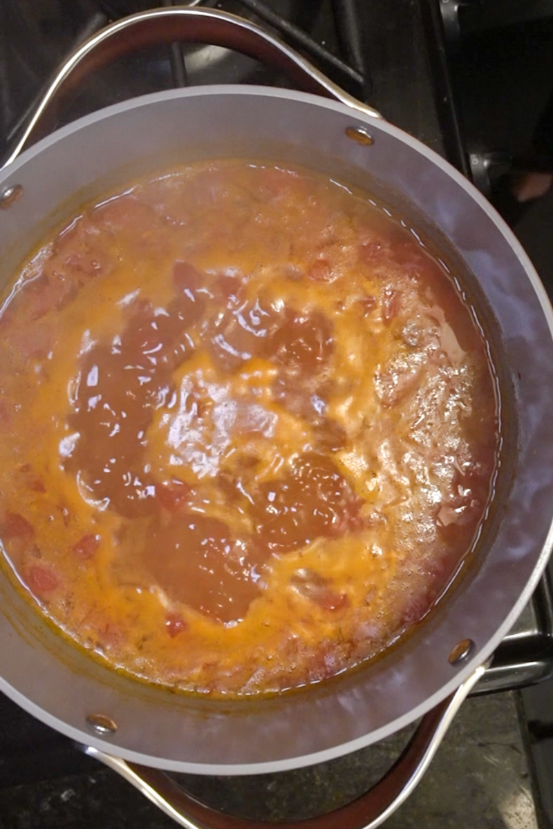 Bring to a boil and reduce heat to medium low. Let the soup simmer for 10 minutes before adding the pasta.
