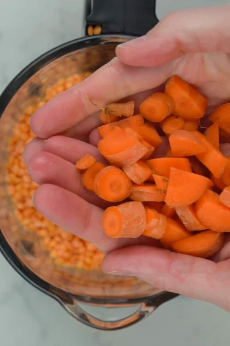 Soak the lentils for 2 hours in enough warm water to cover by 3 inches. Rinse and drain thoroughly when done. Preheat the oven to 400°F. Line a baking sheet with parchment paper and spray down with non-stick spray.