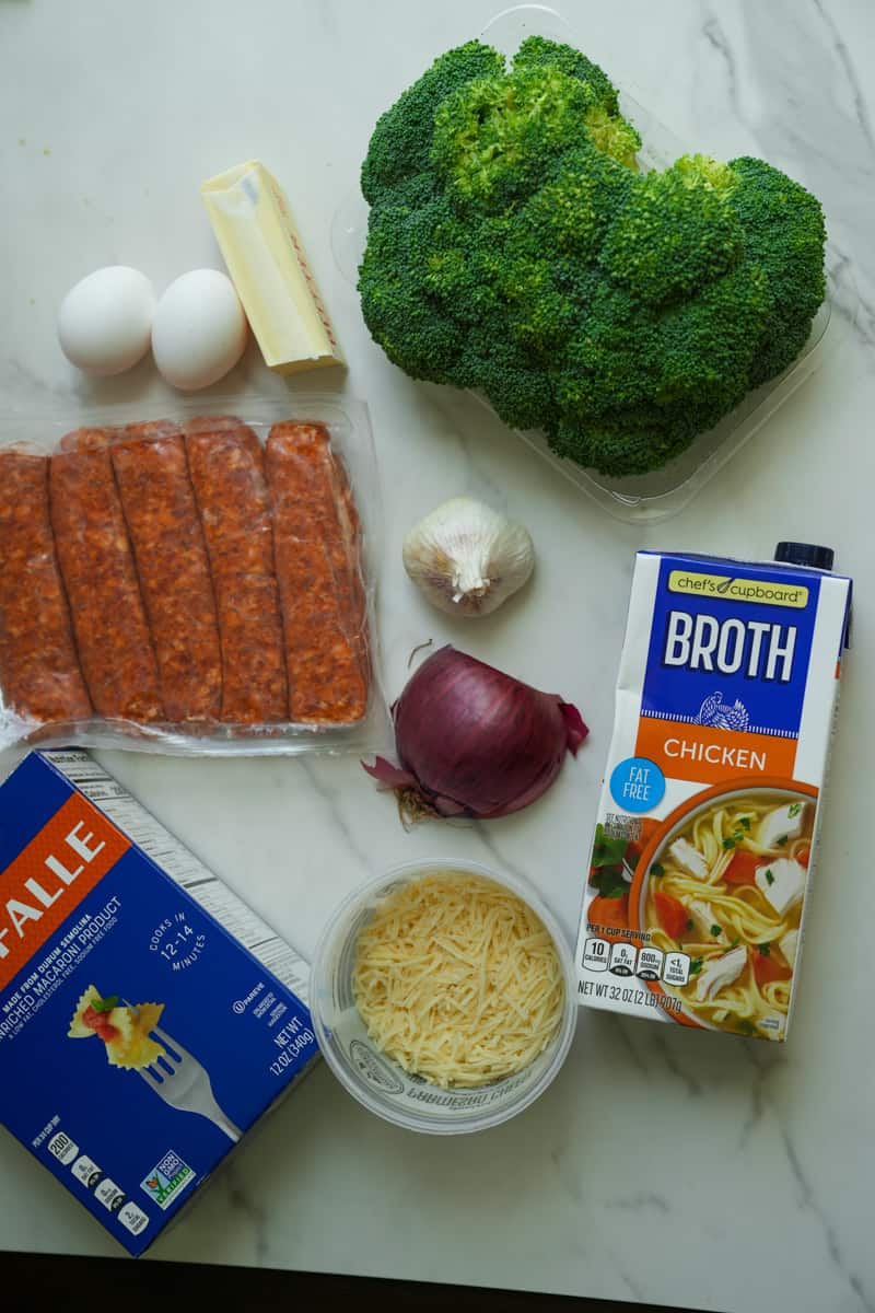 This Creamy Sausage and Broccoli Pasta Recipe is made with Italian sausage, garlic, chicken broth, broccoli, butter, parmesan and pasta.
