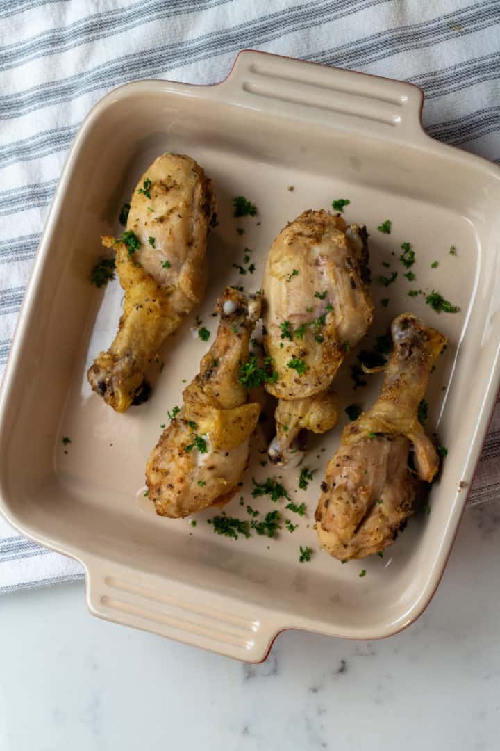 This Air Fried Chicken Drumsticks Recipe are made with drumsticks, olive oil, baking powder, garlic powder, onion powder, Italian seasoning and air fried to perfection.