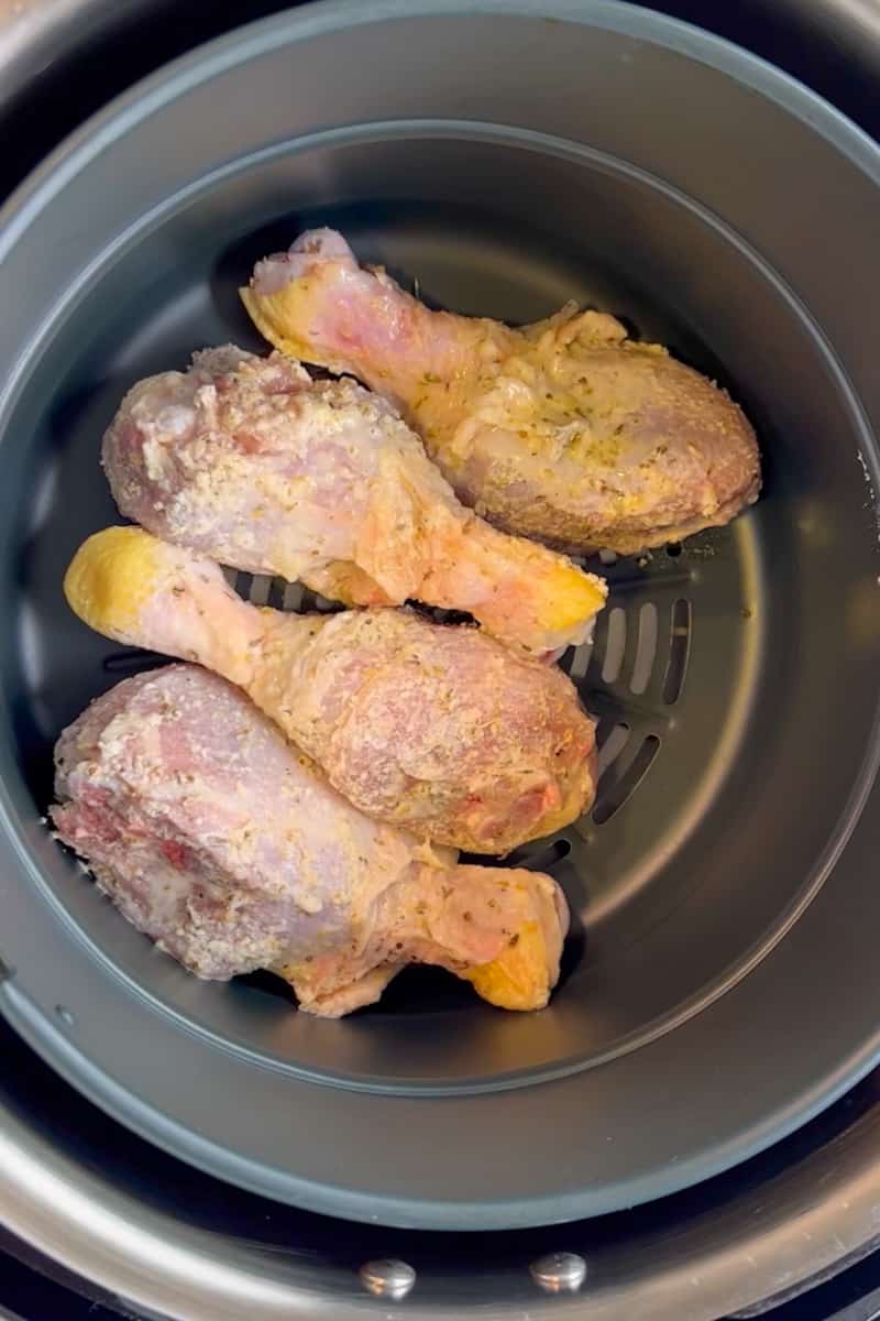 Air fry the chicken for 18-20 minutes, flipping once halfway, until the internal temperature is 165°F.