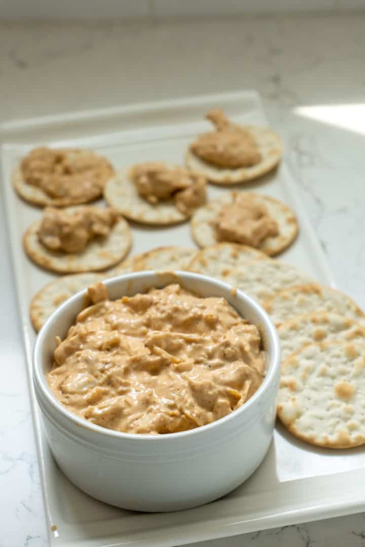 This Smoked Fish Dip Recipe is easy- You will need smoked whitefish, mayo, sour cream, horseradish, Worcestershire, mustard and spices.