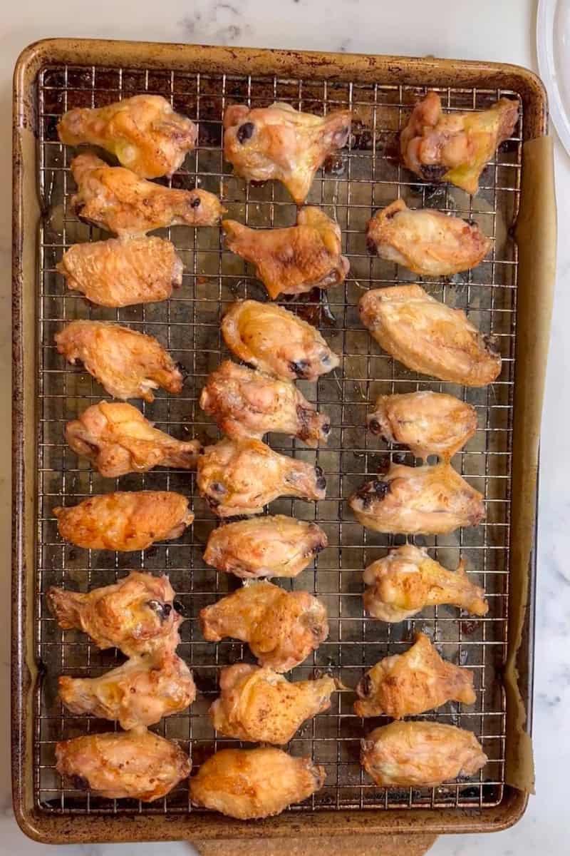 Add the chicken on the baking sheet and bake for 40-45 minutes, until internal temperature reaches 175°F. Remove from oven.