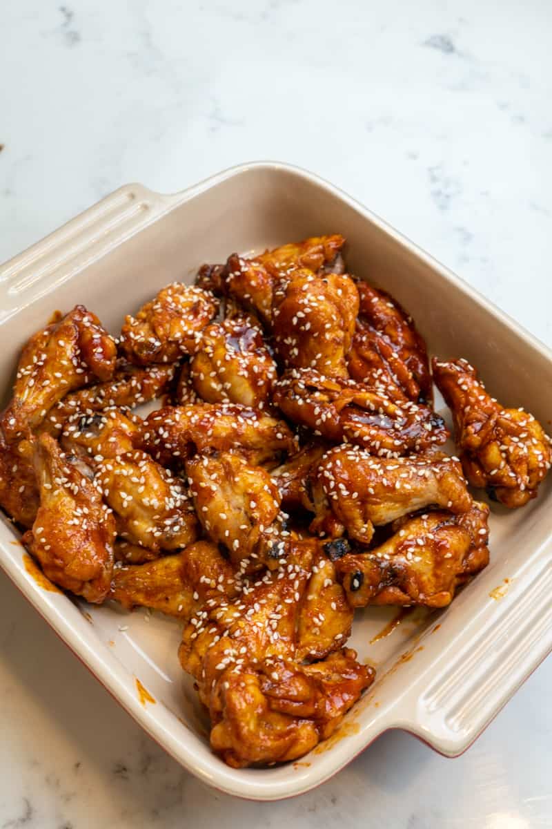 Garnish with sesame seeds. Enjoy this Gochujang Chicken Wings Recipe (Air Fryer or Oven).