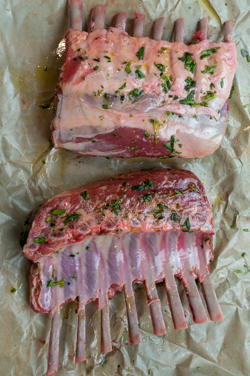 This Rack of Lamb in Air Fryer needs to brush the olive oil mixture on each side of the rack of lamb.