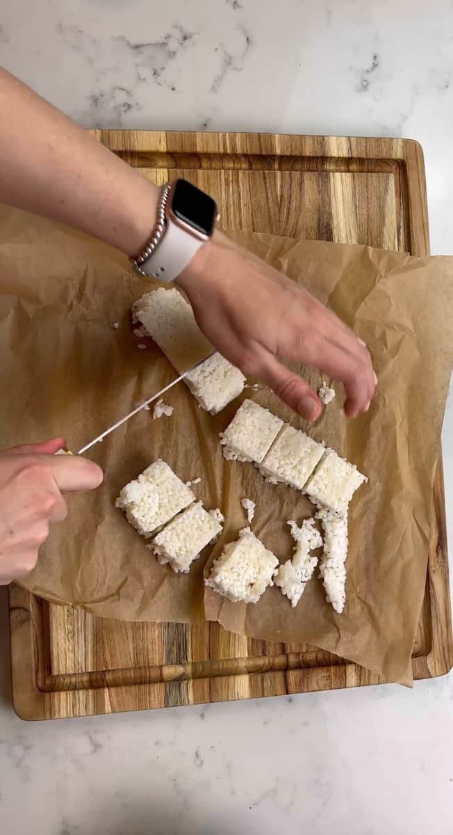 For the crispy rice, make the sushi rice the night before which helps keep the rice stay intact when frying.