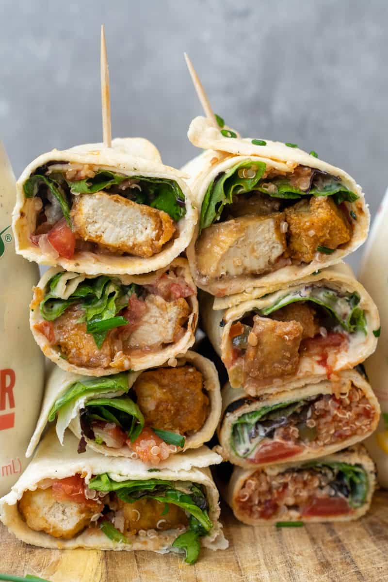 Wrap the tortillas around the filling like a burrito and enjoy your Vegan Tofu Wraps right away.