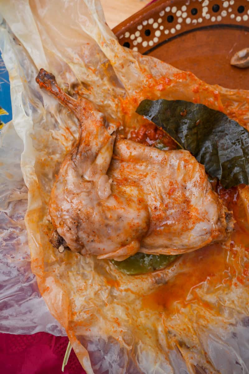 Add the bag into an Instant Pot and cook on high pressure for 35 minutes. You could also steam in a pot for an hour. Enjoy this Mexican Rabbit Recipe. 
