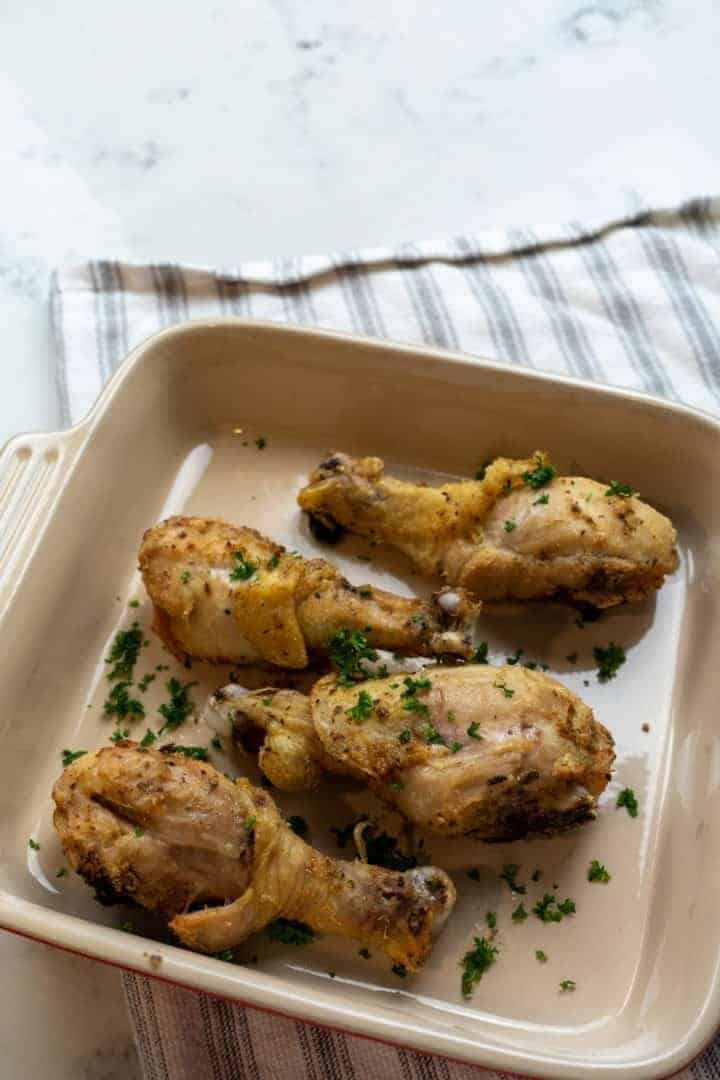 This Air Fried Chicken Drumsticks Recipe are made with drumsticks, olive oil, baking powder, garlic powder, onion powder, Italian seasoning and air fried to perfection.