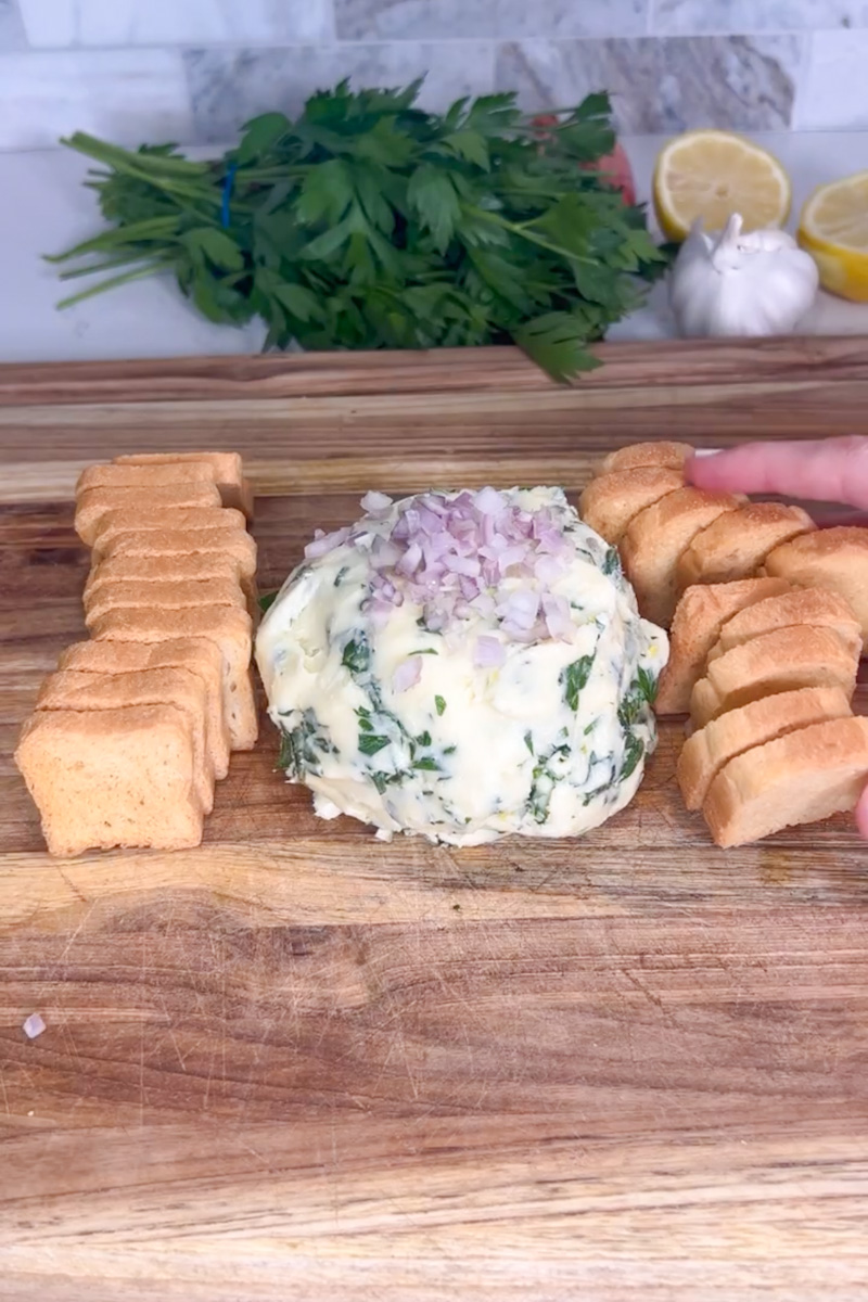 French garlic and herb compound butter with parsley and shallots